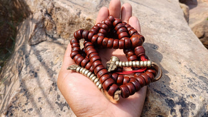 108 Bevel Cut Shape Aged Naturally Dark One Eye Bodhi Seeds Mala,Tibetan Buddhist Bodhi Beads,11 mm Phoenix Eye Nepali Bodhi Prayer Rosary