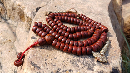 108 Bevel Cut Shape Aged Naturally Dark One Eye Bodhi Seeds Mala,Tibetan Buddhist Bodhi Beads,11 mm Phoenix Eye Nepali Bodhi Prayer Rosary