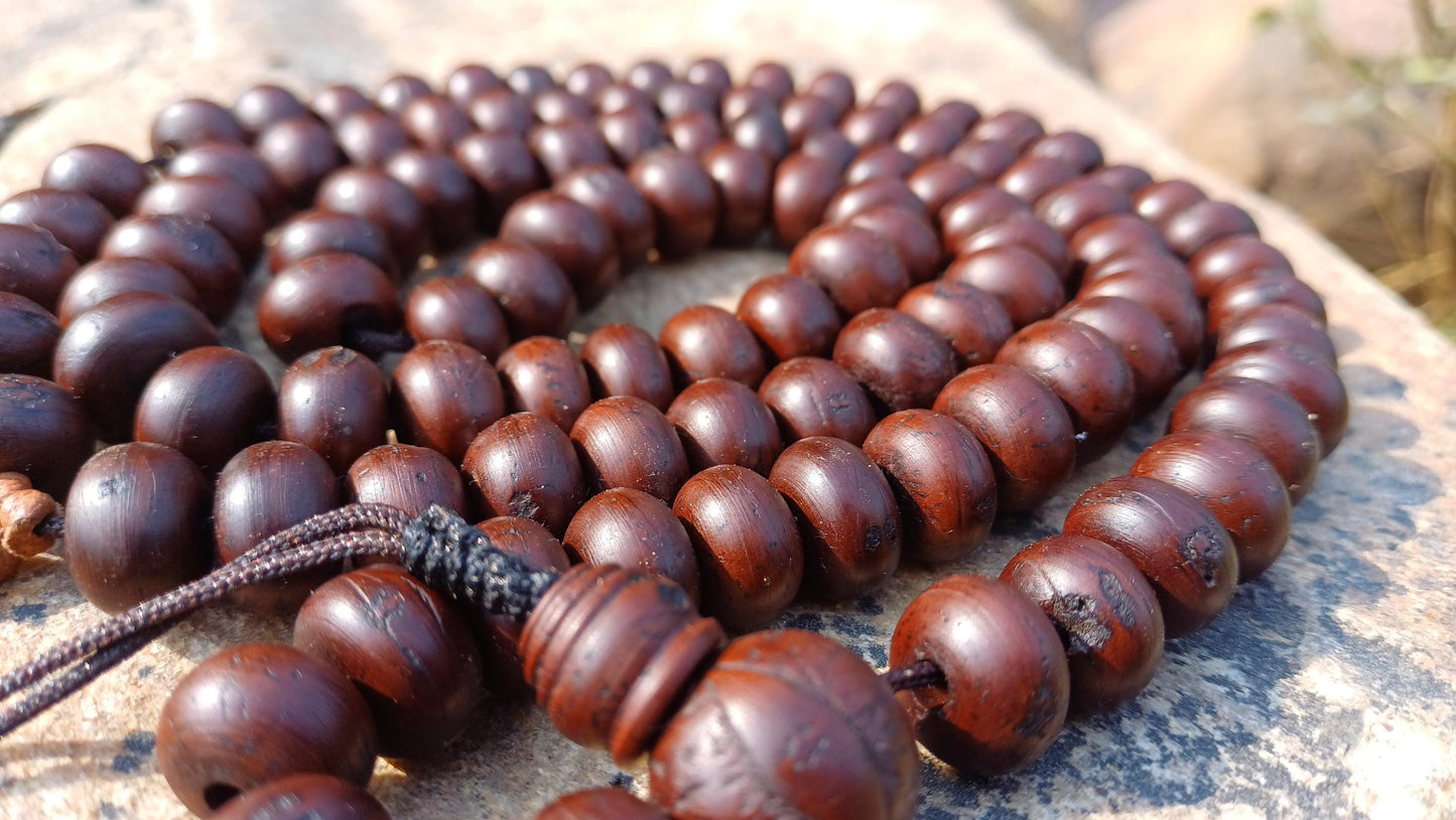 108 Antique Darked Phoenix One Eye Bodhi Seeds Mala,Buddhist beads,Tibetan Bodhi Beads,12mm Antique Prayer Mala,Nepali Bodhi Seed,Japa Mala
