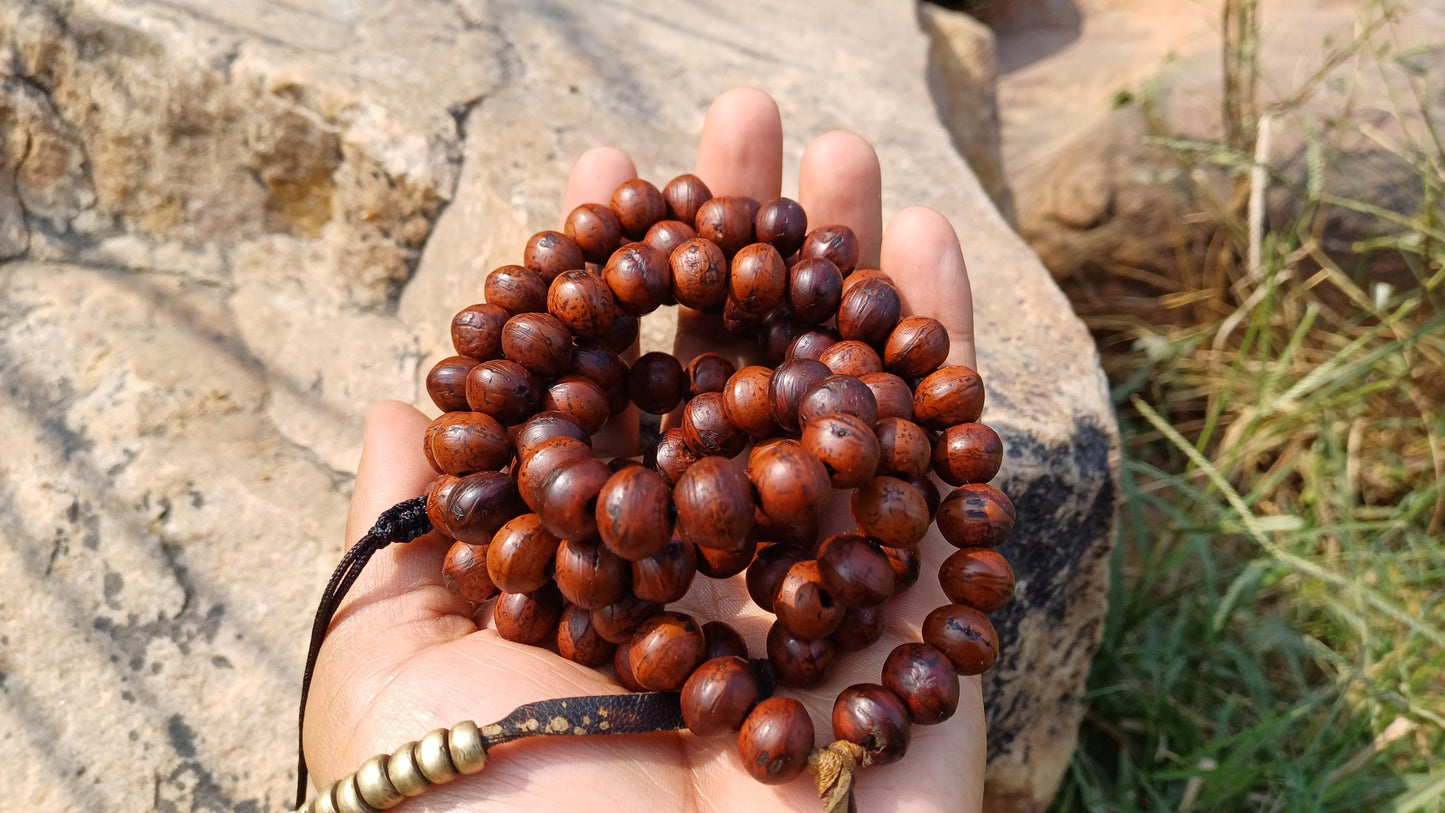 108 10mm Vintage Darked Phoenix One Eye Bodhi Seeds Mala,Buddhist Tibetan Bodhi Beads,Natural Seed Prayer Mala,Nepali Bodhi Seed Japa Mala