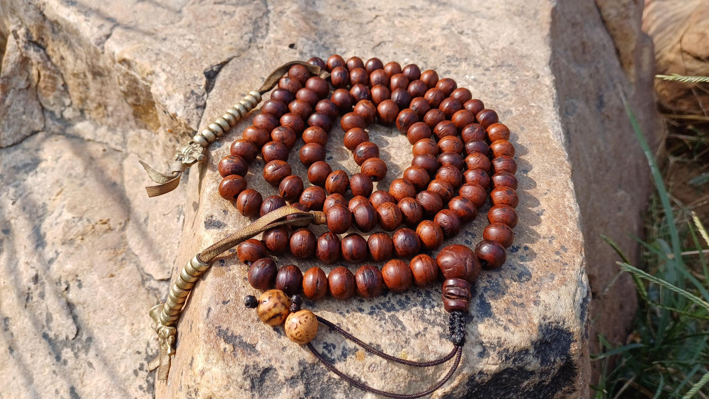 108 10mm Vintage Darked Phoenix One Eye Bodhi Seeds Mala,Buddhist Tibetan Bodhi Beads,Natural Seed Prayer Mala,Nepali Bodhi Seed Japa Mala