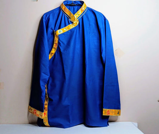 Traditional Tibetan Brocade Design Cotton Buddhist Yogi Shirt,Tibetan Meditation Shirt,Ethnic Tibetan  Long Sleeve Buddhist Prayer Cloth