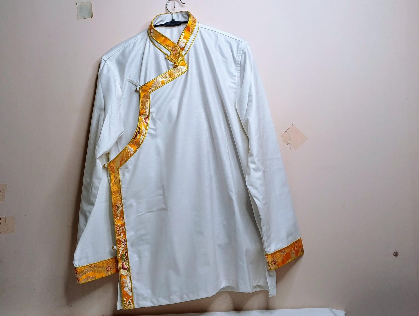 Traditional Tibetan Brocade Silk Buddhist Yogi Shirt,Tibetan Meditation Shirt,Ethnic Tibetan  Long Sleeves Cloth,Buddhist Prayer Shirt