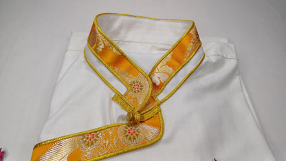 Traditional Tibetan Brocade Silk Buddhist Yogi Shirt,Tibetan Meditation Shirt,Ethnic Tibetan  Long Sleeves Cloth,Buddhist Prayer Shirt