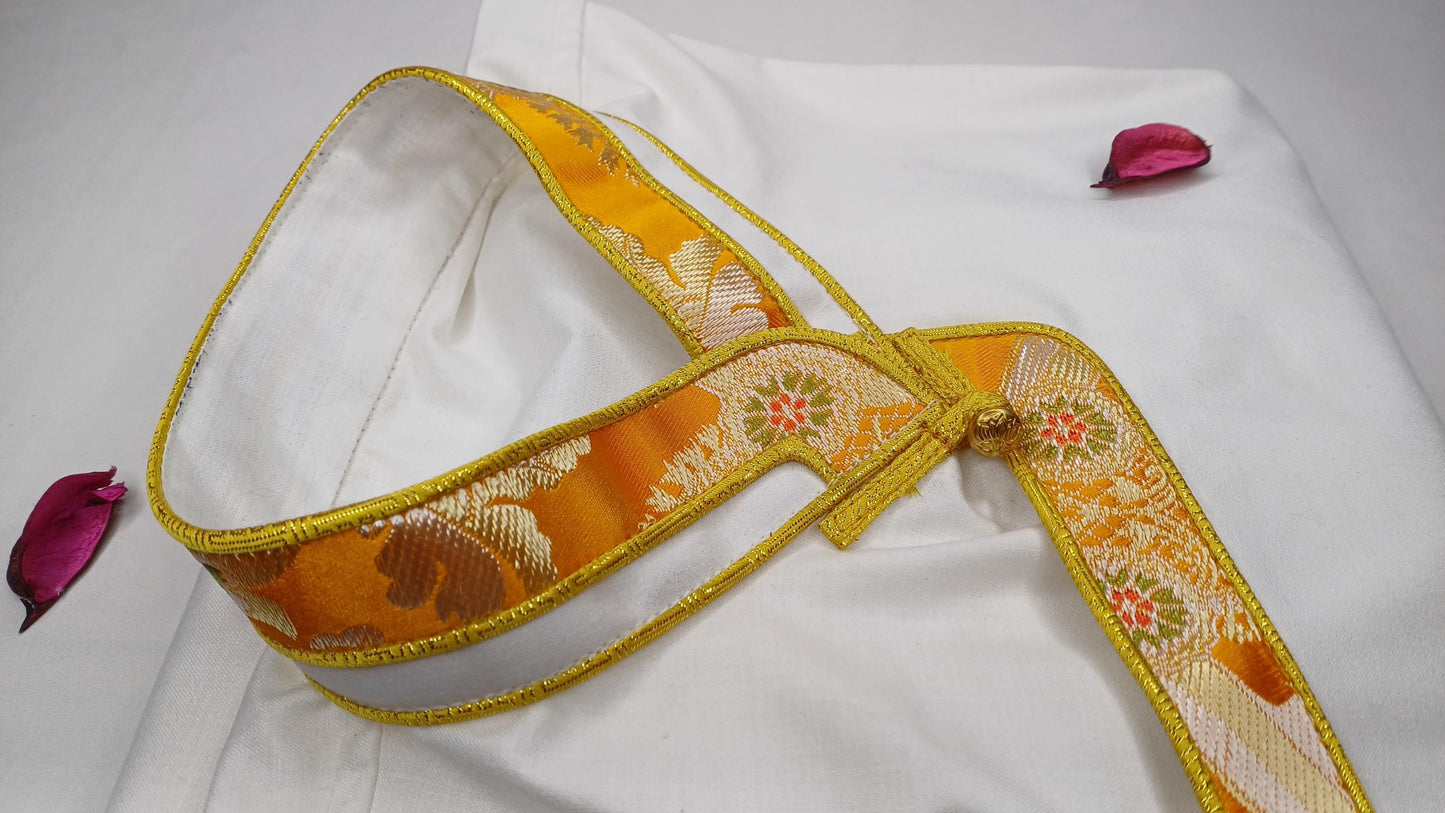 Traditional Tibetan Brocade Silk Buddhist Yogi Shirt,Tibetan Meditation Shirt,Ethnic Tibetan  Long Sleeves Cloth,Buddhist Prayer Shirt