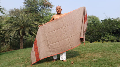 SHAMBHU Handwoven Brown Pure Himalayan Yak Wool Prayer Shawl,Yak Wool Meditation Scarf,Tibetan Yak Wool Wrap,Ethnic Himalayan Yak Prayer Zen