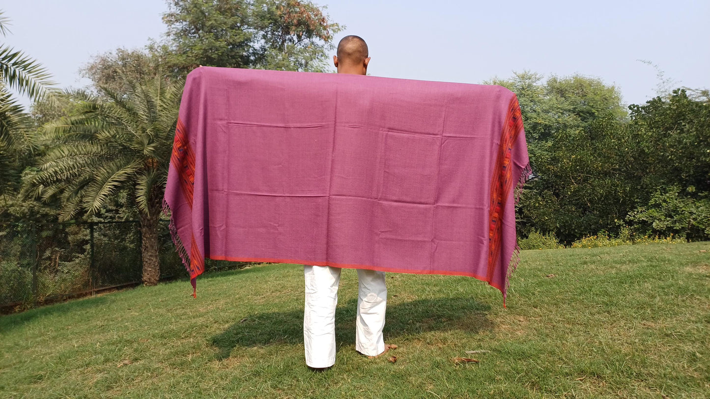 PARVATI Handwoven Purple Color Pure Himalayan Yak Wool Prayer Shawl,Yak Wool Meditation Wrap,Tibetan Yak Wool Blanket,Himalayan Yak Wrap/Zen
