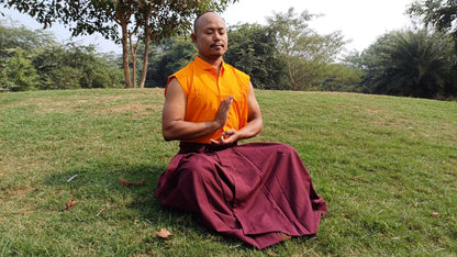 Layman Unisex Tibetan Buddhist Meditation Skirt,Tibetan Half Chuba Wrap-Around Cotton Meditation Cloth,Monastery Style Spiritual Lower Robe