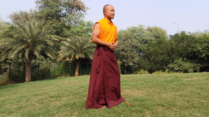 Layman Unisex Tibetan Buddhist Meditation Skirt,Tibetan Half Chuba Wrap-Around Cotton Meditation Cloth,Monastery Style Spiritual Lower Robe