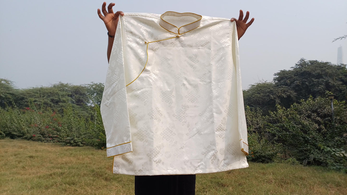 Traditional Tibetan Brocade Silk Buddhist Yogi Shirt,Tibetan Meditation Shirt, Ethnic Tibetan  Long Sleeves Cloth,Buddhist Prayer Shirt