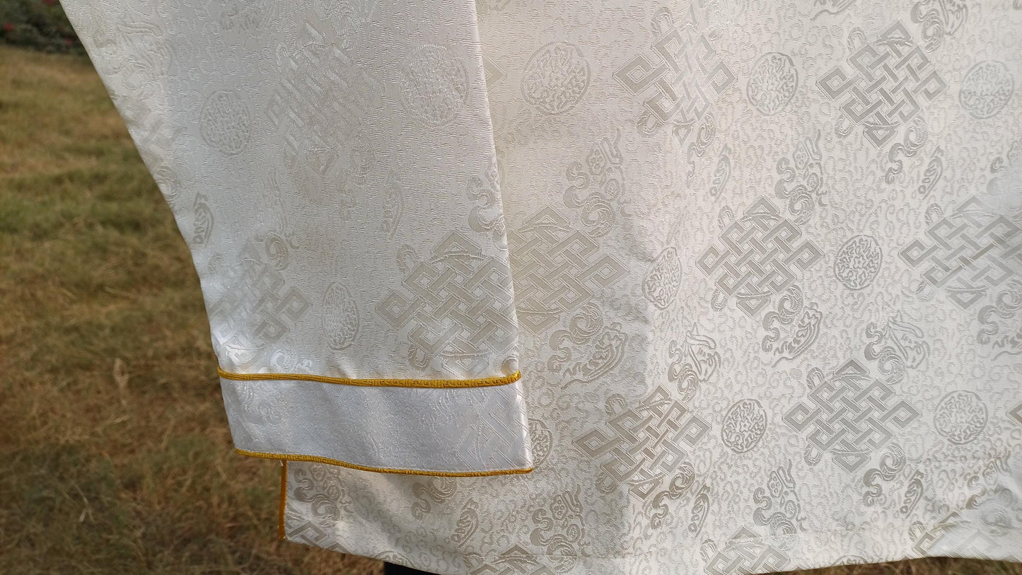 Traditional Tibetan Brocade Silk Buddhist Yogi Shirt,Tibetan Meditation Shirt, Ethnic Tibetan  Long Sleeves Cloth,Buddhist Prayer Shirt