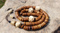 108 12mm Antique Gandhara Hand-carved Original Yak Bone Tibetan Buddhist Prayer Beads,Vintage Rosary Mala,Disk Shaped Yak Kapala Bone Mala