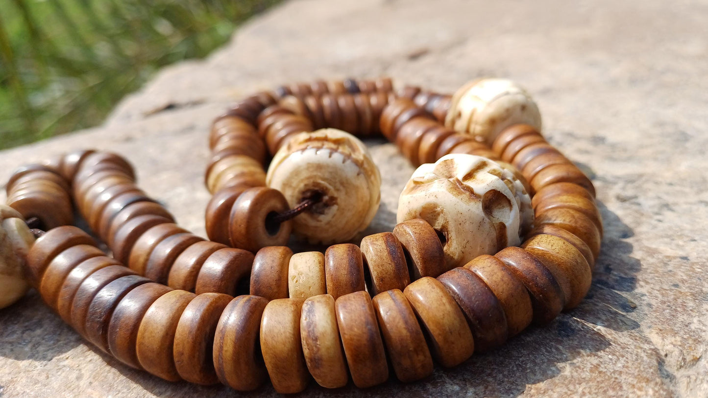 108 12mm Antique Gandhara Hand-carved Original Yak Bone Tibetan Buddhist Prayer Beads,Vintage Rosary Mala,Disk Shaped Yak Kapala Bone Mala