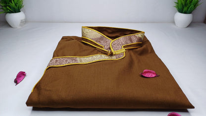 Traditional Tibetan Brocade Silk Buddhist Yogi Shirt,Tibetan Meditation Shirt, Ethnic Tibetan  Long Sleeves Cloth,Buddhist Prayer Shirt