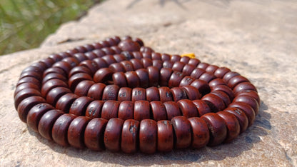 108 Bevel Cut Shape Aged Naturally Dark One Eye Bodhi Seeds Mala,Tibetan Buddhist Bodhi Beads,11 mm Phoenix Eye Nepali Bodhi Prayer Rosary