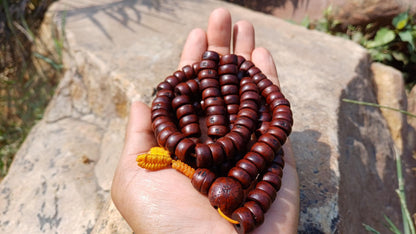 108 Bevel Cut Shape Aged Naturally Dark One Eye Bodhi Seeds Mala,Tibetan Buddhist Bodhi Beads,11 mm Phoenix Eye Nepali Bodhi Prayer Rosary