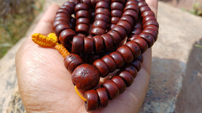 108 Bevel Cut Shape Aged Naturally Dark One Eye Bodhi Seeds Mala,Tibetan Buddhist Bodhi Beads,11 mm Phoenix Eye Nepali Bodhi Prayer Rosary