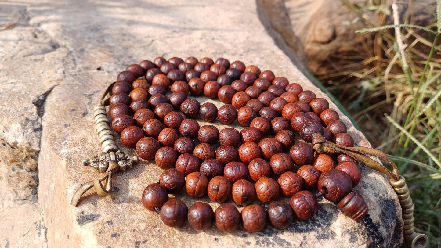 108 10mm Vintage Rare Darked Phoenix One Eye Bodhi Seeds Mala,Tibetan Buddhist Bodhi Beads,Natural Prayer Mala,Nepali Bodhi Seed Japa Mala