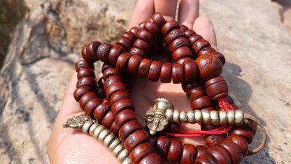 108 Bevel Cut Shape Aged Naturally Dark One Eye Bodhi Seeds Mala,Tibetan Buddhist Bodhi Beads,11 mm Phoenix Eye Nepali Bodhi Prayer Rosary