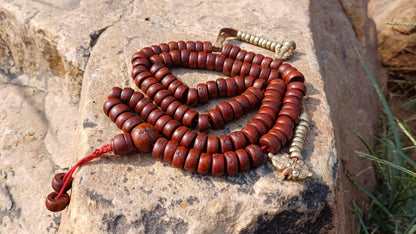 108 Bevel Cut Shape Aged Naturally Dark One Eye Bodhi Seeds Mala,Tibetan Buddhist Bodhi Beads,11 mm Phoenix Eye Nepali Bodhi Prayer Rosary