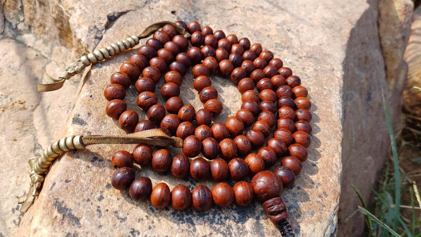 108 10mm Vintage Darked Phoenix One Eye Bodhi Seeds Mala,Buddhist Tibetan Bodhi Beads,Natural Seed Prayer Mala,Nepali Bodhi Seed Japa Mala