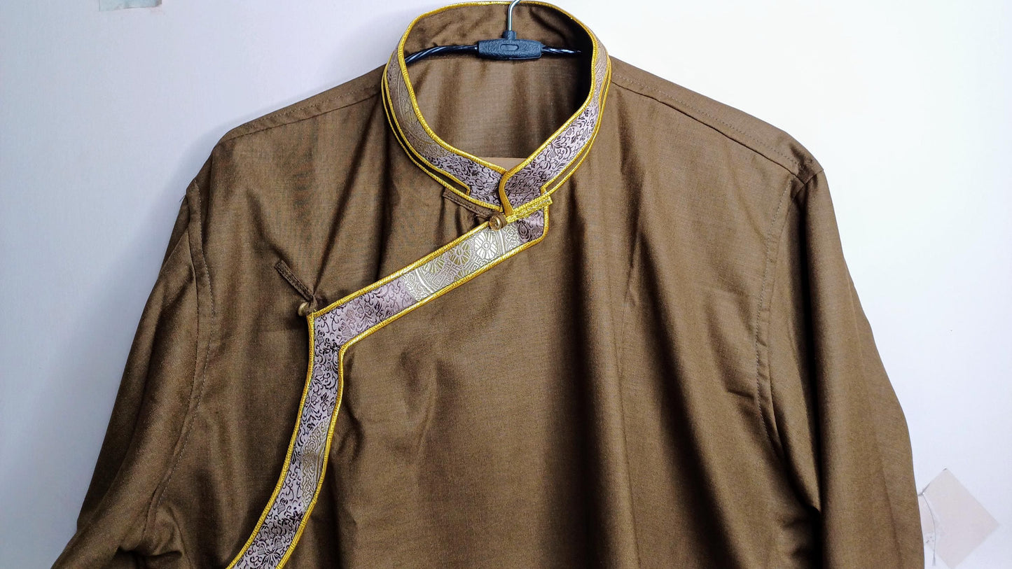Traditional Tibetan Brocade Silk Buddhist Yogi Shirt,Tibetan Meditation Shirt, Ethnic Tibetan  Long Sleeves Cloth,Buddhist Prayer Shirt