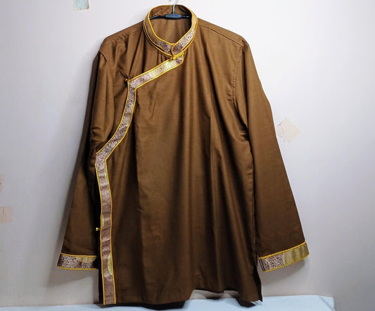 Traditional Tibetan Brocade Silk Buddhist Yogi Shirt,Tibetan Meditation Shirt, Ethnic Tibetan  Long Sleeves Cloth,Buddhist Prayer Shirt