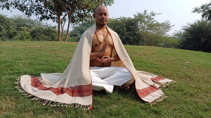 HARA Handwoven Beige Unisex Pure Himalayan Yak Wool Prayer Shawl,Yak Wool Meditation Wrap,Ethnic Indian Yak Wool Scarf,Himalayan Yak Prayer