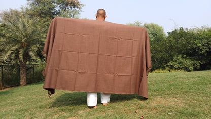 NARASIMHA Handwoven Brown Pure Himalayan Sheep Wool Meditation Shawl,Himalayan Prayer Blanket,Ethnic Indian Yoga Shawl,Wool Prayer Wrap/Zen