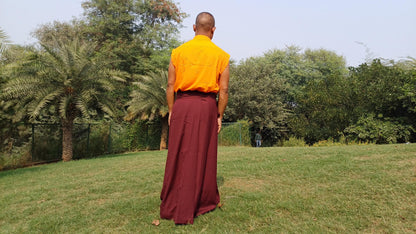Layman Unisex Tibetan Buddhist Meditation Skirt,Tibetan Half Chuba Wrap-Around Cotton Meditation Cloth,Monastery Style Spiritual Lower Robe