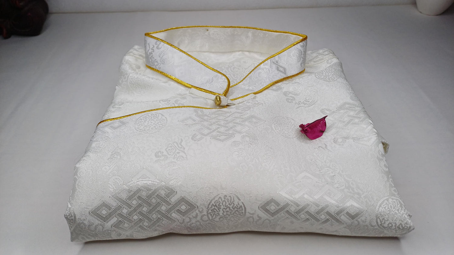 Traditional Tibetan Brocade Silk Buddhist Yogi Shirt,Tibetan Meditation Shirt, Ethnic Tibetan  Long Sleeves Cloth,Buddhist Prayer Shirt