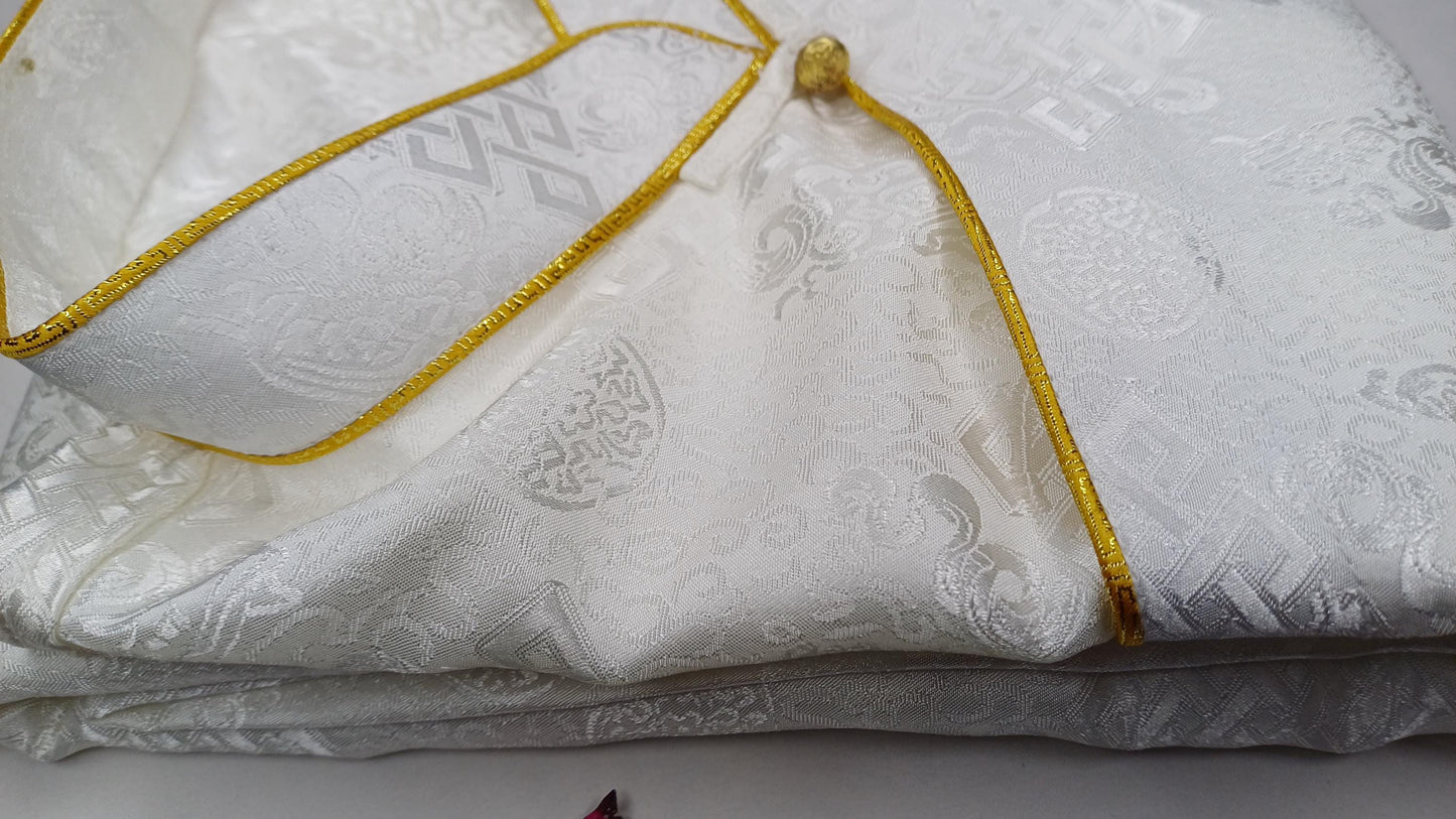 Traditional Tibetan Brocade Silk Buddhist Yogi Shirt,Tibetan Meditation Shirt, Ethnic Tibetan  Long Sleeves Cloth,Buddhist Prayer Shirt