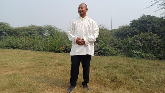 Traditional Tibetan Brocade Silk Buddhist Yogi Shirt,Tibetan Meditation Shirt, Ethnic Tibetan  Long Sleeves Cloth,Buddhist Prayer Shirt