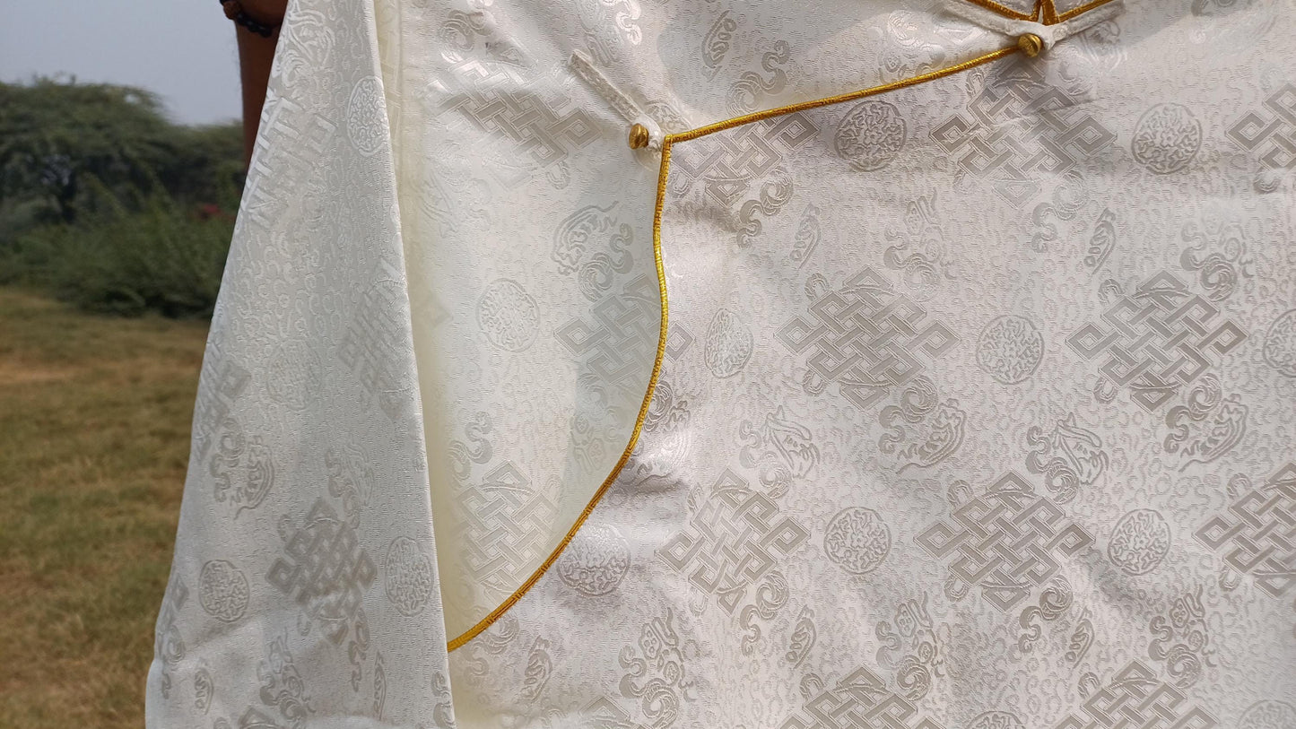 Traditional Tibetan Brocade Silk Buddhist Yogi Shirt,Tibetan Meditation Shirt, Ethnic Tibetan  Long Sleeves Cloth,Buddhist Prayer Shirt