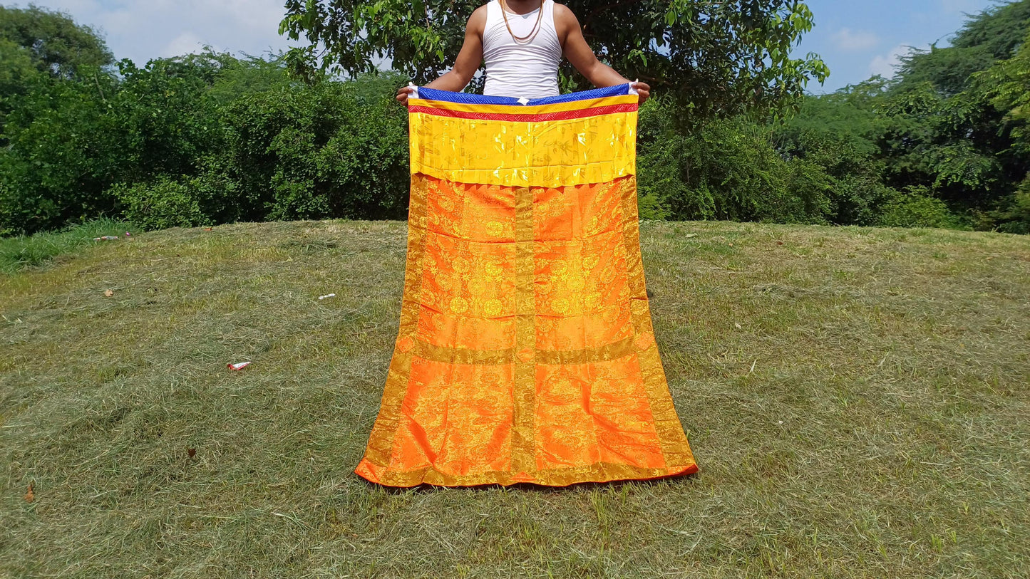 Traditional Tibetan Brocade Silk Border Buddhist Door Curtain,Tibetan Door Curtain,Buddhist Altar Room Door Hanging,Himalayan Home Decore