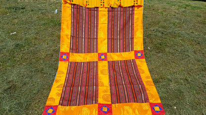 Handwoven Bhutanese Fabric With Tibetan Brocade Border Buddhist Door Curtain,Tibetan Door Curtain,Tibetan Buddhist Altar Room Door Hanging
