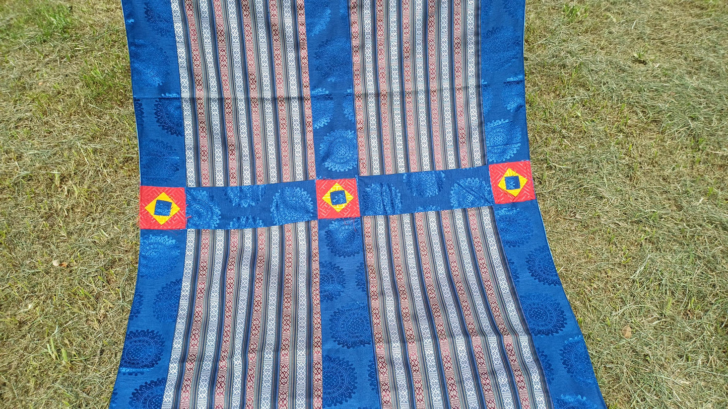 Handwoven Bhutanese Fabric With Tibetan Brocade Border Buddhist Door Curtain, Tibetan Door Curtain,Tibetan Buddhist Altar Room Door