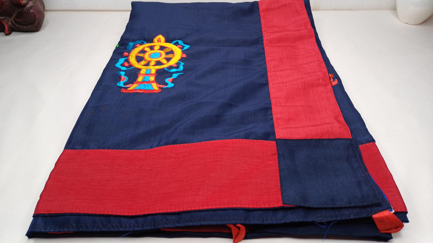 Traditional Handmade Tibetan 8 Auspicious Symbol Embroidered Tibetan Door Curtain,Buddhist 8 Lucky Signs Symbol Altar Room Door Hanging