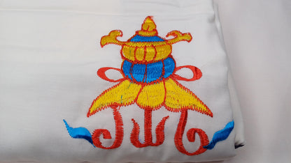 Traditional Handmade Tibetan 8 Auspicious Symbol Embroidered Tibetan Door Curtain,Buddhist 8 Lucky Signs Symbol Altar Room Door Hanging