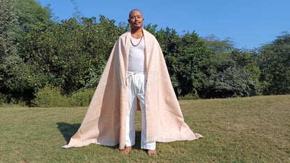 Large Traditional Handspun And Handwoven Pink Raw Eri Silk Meditation Shawl,Oversize Peace Silk Shawl,Ethical Silk Prayer Meditation Blanket