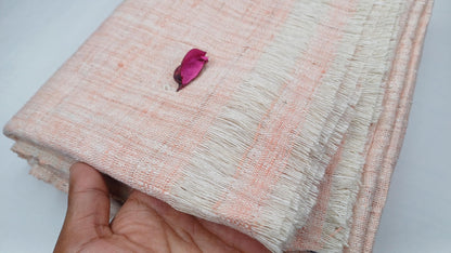 Large Traditional Handspun And Handwoven Pink Raw Eri Silk Meditation Shawl,Oversize Peace Silk Shawl,Ethical Silk Prayer Meditation Blanket