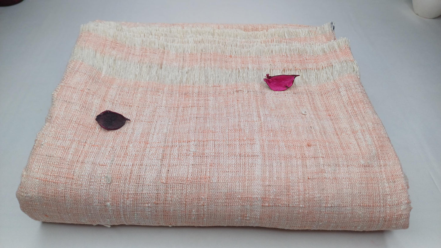 Large Traditional Handspun And Handwoven Pink Raw Eri Silk Meditation Shawl,Oversize Peace Silk Shawl,Ethical Silk Prayer Meditation Blanket