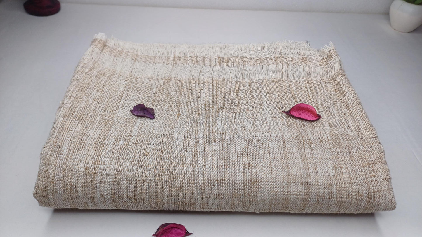 SHAMAN X-Large Handspun/Handwoven Non-Violent Pure Raw Eri Silk Meditation Shawl,Peace Silk Scarf,Ethical Silk Tantrik Buddhist Prayer Wrap