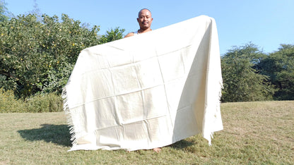 Extra-Large Handspun Handwoven Pure Himalayan Yak Wool Blanket,Oversize Yak Meditation Shawl,Ethnic Indian Yak Prayer Blanket,Tibetan Yak
