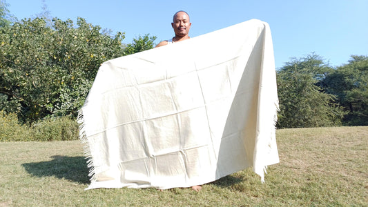 Extra-Large Handspun Handwoven Pure Himalayan Yak Wool Blanket,Oversize Yak Meditation Shawl,Ethnic Indian Yak Prayer Blanket,Tibetan Yak