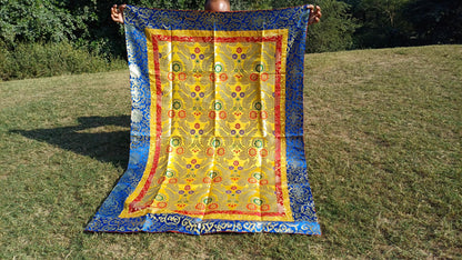 Handmade Multi-Color Tibetan Buddhist Ashtamangala Budha Silk Brocade Tibetan Altar/Shrine Table Cloth,Zen Buddhist Tibetan Table Runner