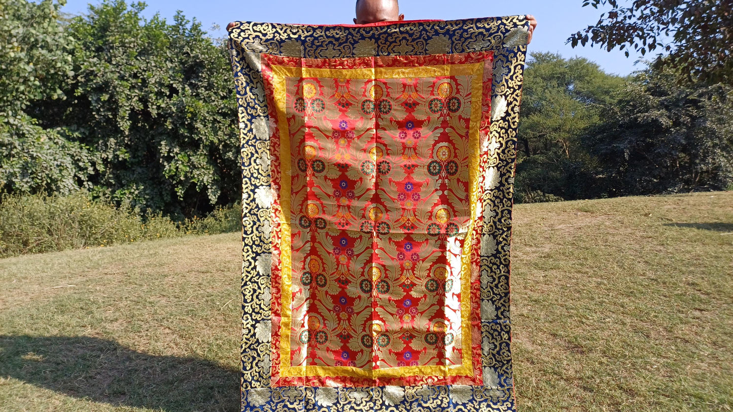 Handmade Multi-Color Tibetan Buddhist Ashtamangala Budha Silk Brocade Tibetan Altar/Shrine Table Cloth,Zen Buddhist Tibetan Table Runner