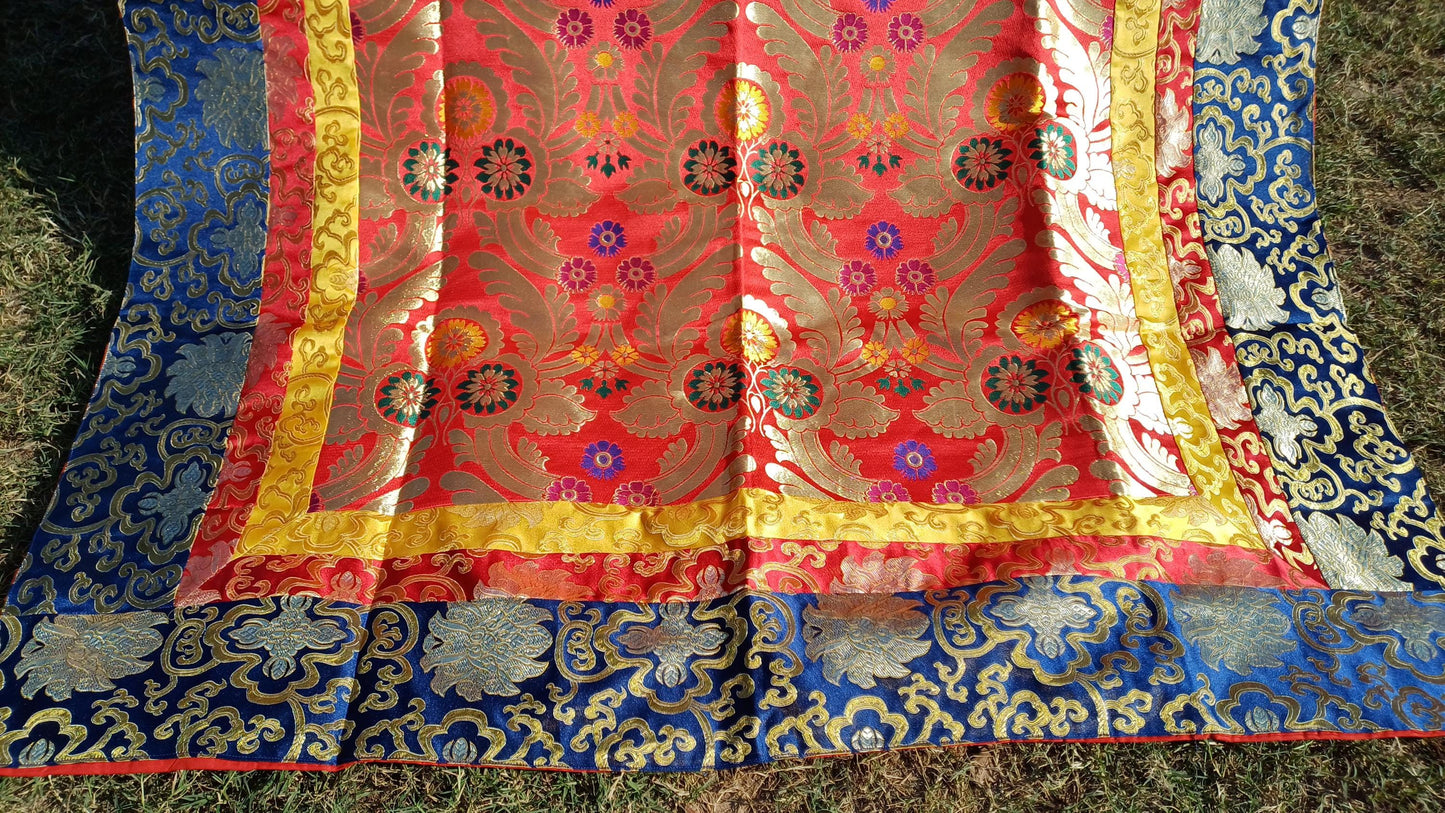 Handmade Multi-Color Tibetan Buddhist Ashtamangala Budha Silk Brocade Tibetan Altar/Shrine Table Cloth,Zen Buddhist Tibetan Table Runner