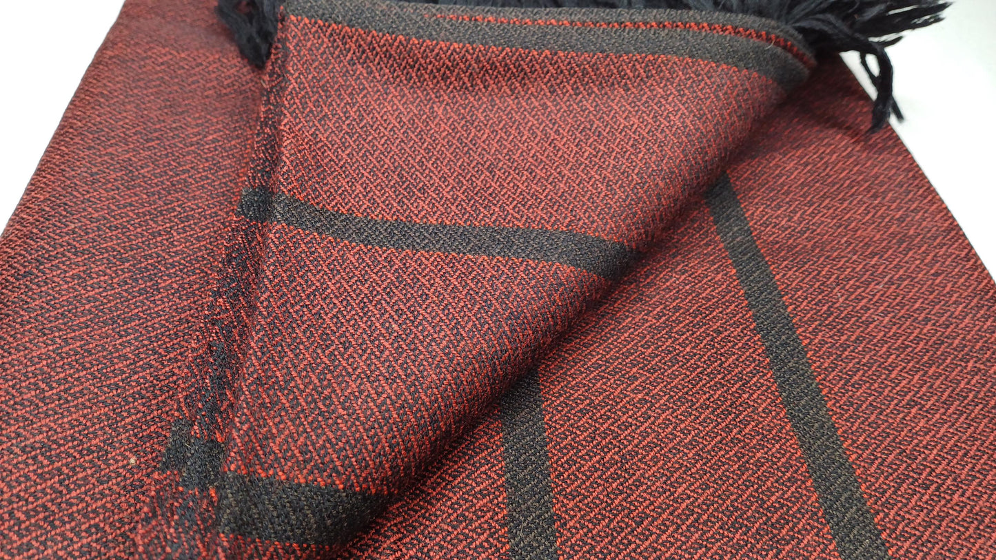 Extra-Large Handwoven Stripe Design Burgundy Red Laymen Buddhist Pure Himalayan SheepWool Meditation Shawl/Wrap/Zen,Himalayan Prayer Blanket