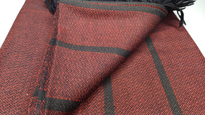 Extra-Large Handwoven Stripe Design Burgundy Red Laymen Buddhist Pure Himalayan SheepWool Meditation Shawl/Wrap/Zen,Himalayan Prayer Blanket